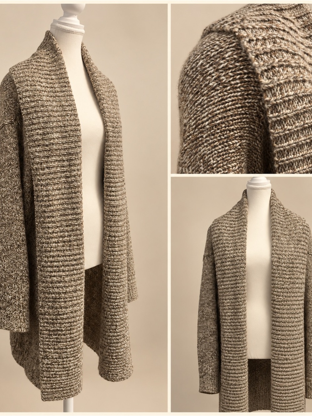Room 34 Small Marled Knit Long Open-Front Cardigan - Picture 2 of 10